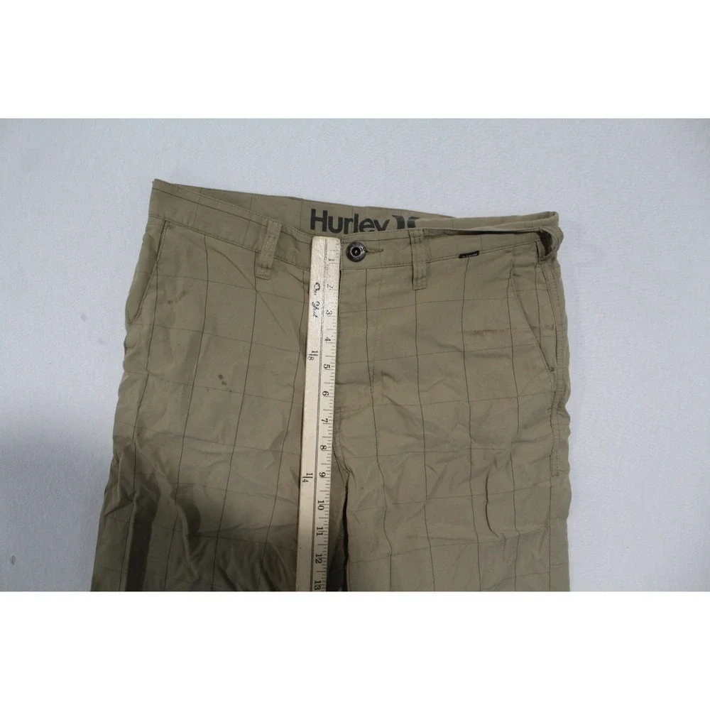 Hurley Brown Plaid Shorts Casual Swim Beach Stains Size 30X10